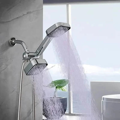 2-in-1 Handheld & Rainfall Shower Head Set with Long Hose and T-Valve