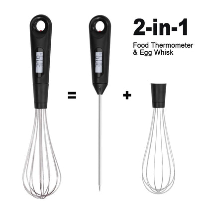 2-in-1 Instant Read Food Thermometer and Egg Whisk