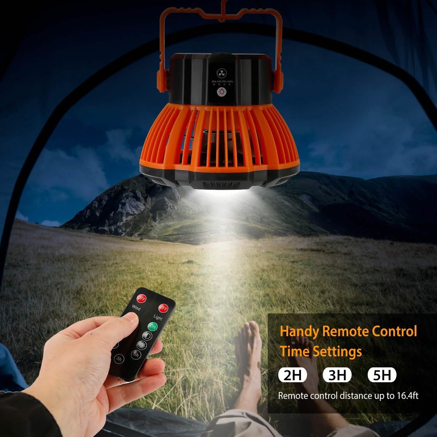 2-in-1 Portable Camping Lantern Electric Fan