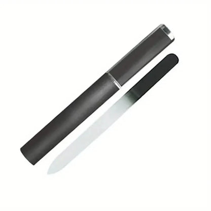 2-Pack: Double-Sided Etched Fingernail Glass Nail File with Case