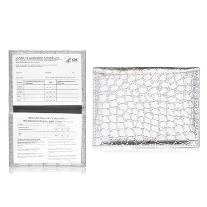 2-Pack: Faux Crocodile Leather Bling CDC Vaccination Card Immunization Record Protector Holder Passport