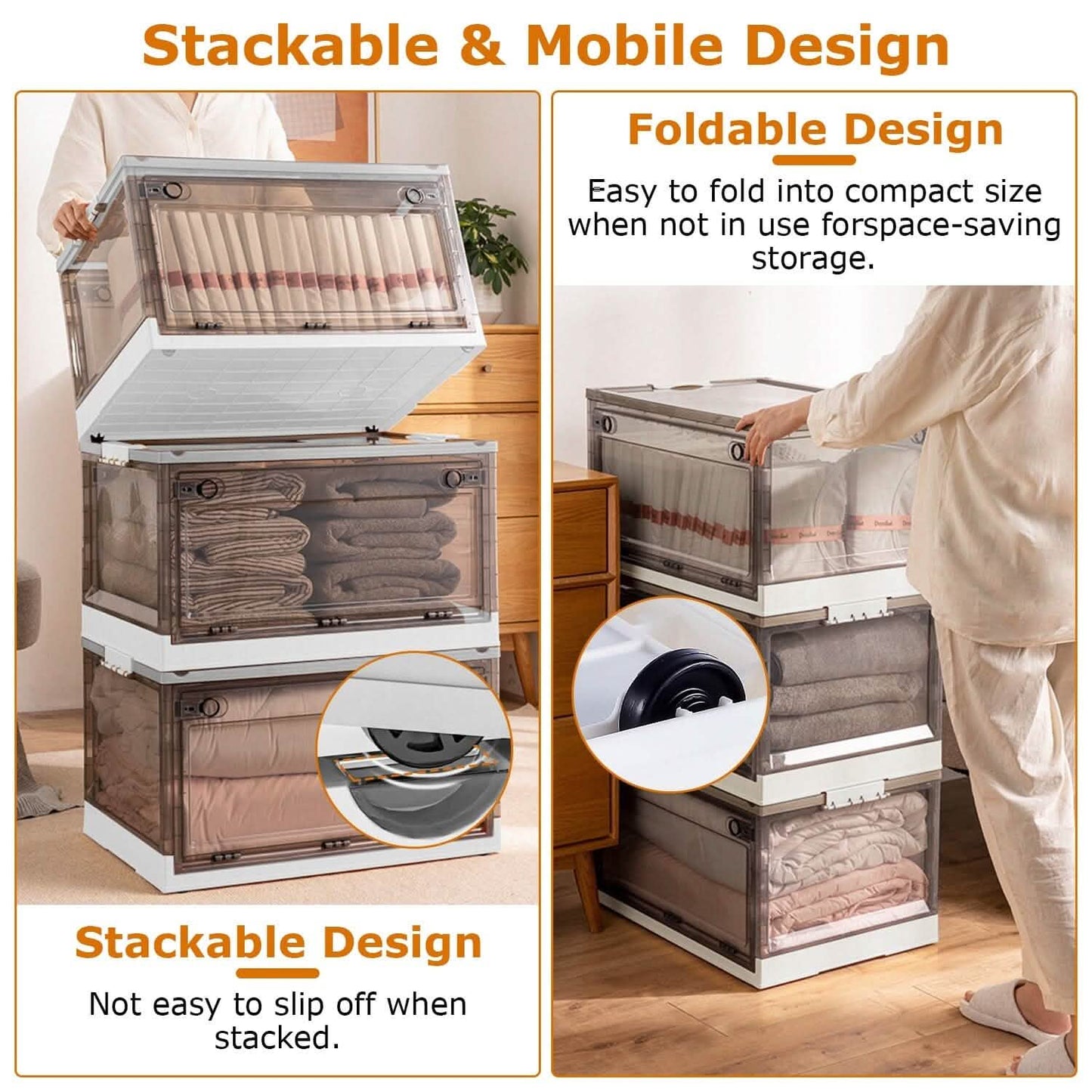 2-Pack: Foldable Storage Bins Collapsible Storage Box Organizer