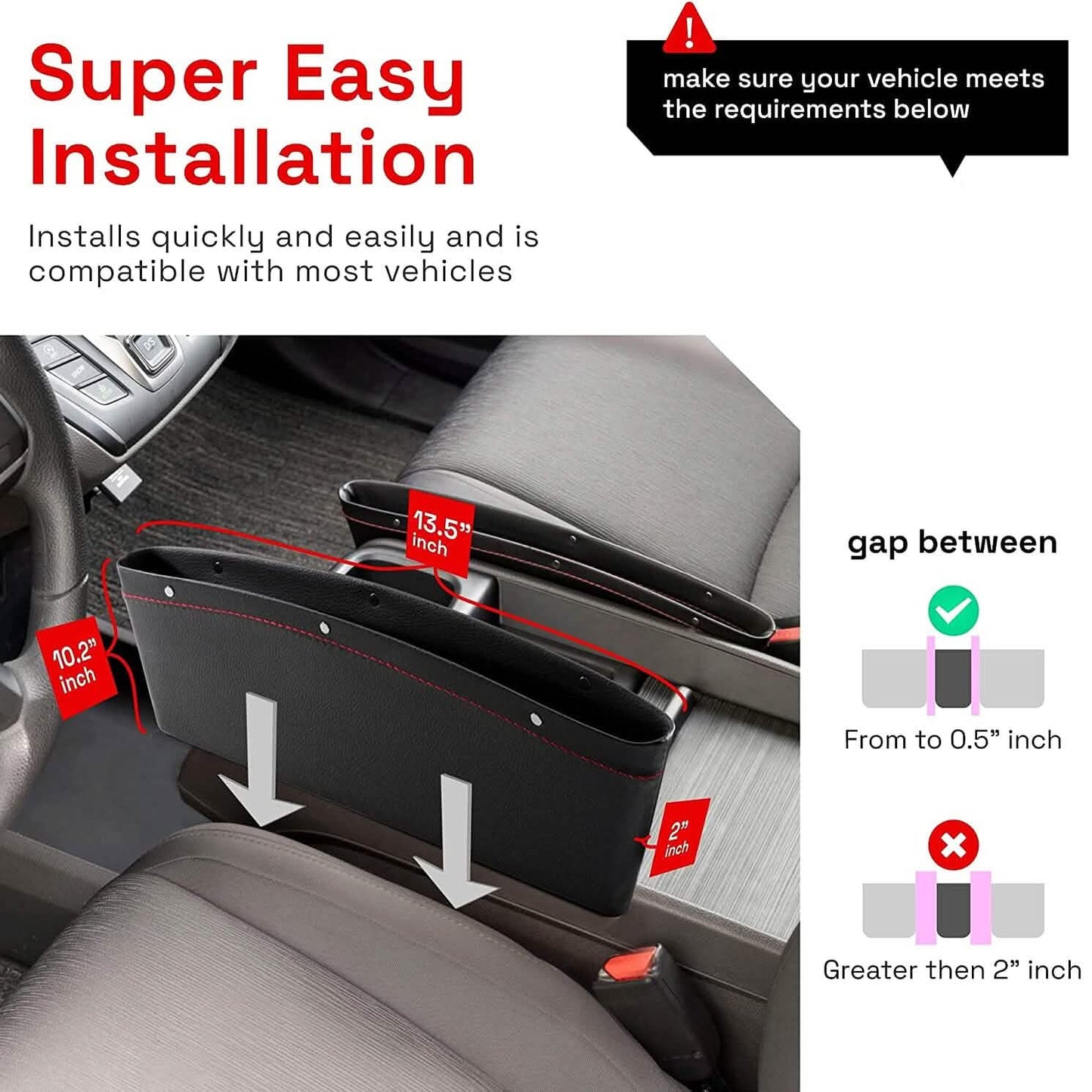 2-Pack: Gap Filler Car Seat Organizer