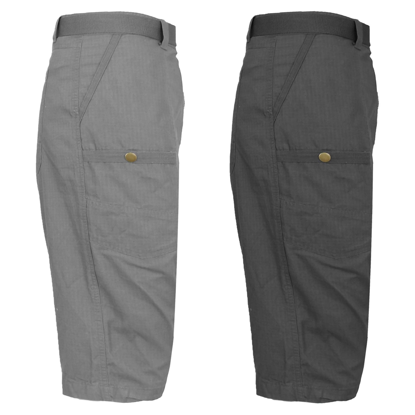 2-Pack: Men's Tech Extended Size Cotton Cargo Utility Belted Shorts