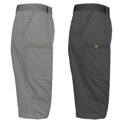 2-Pack: Men's Tech Extended Size Cotton Cargo Utility Belted Shorts