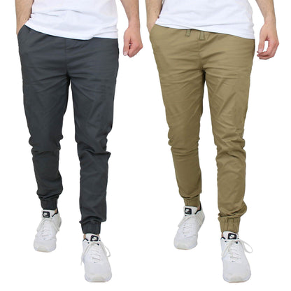 2-Pack: Mens Lightweight Cotton Stretch Jogger Pants