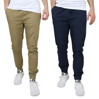 2-Pack: Mens Lightweight Cotton Stretch Jogger Pants