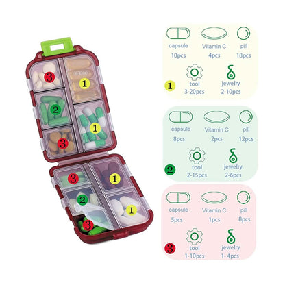 2-Pack: Portable Weekly Travel Pill Organizer Case
