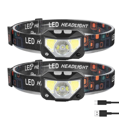 2-Pack: Rechargeable Motion Sensor Headlamp 6 Light Modes Headlight