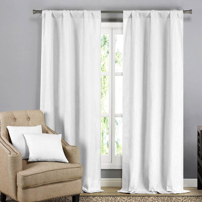 2-Pack: Solid Blackout Textured Curtain Panels with Decorative Pillow Covers