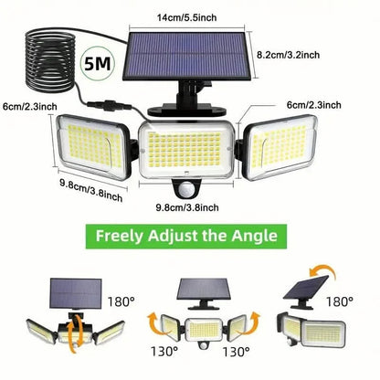 2-Pack: Split Solar Wall Light For Outdoor With Motion Sensor 3 Heads