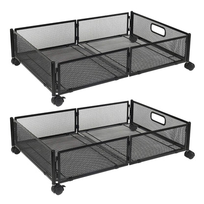 2-Pack: Under Bed Storage Container Foldable Rolling Storage Bin