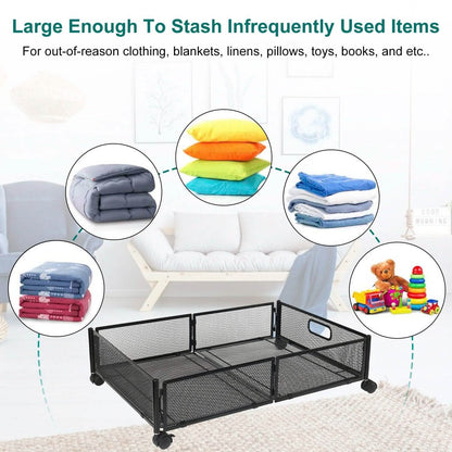 2-Pack: Under Bed Storage Container Foldable Rolling Storage Bin