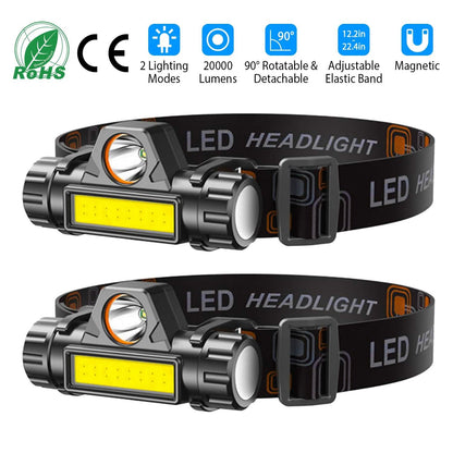 2-Pack: Waterproof Rechargeable Headlamp