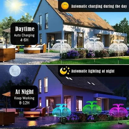 2-Pack: Waterproof Solar Jellyfish Fiber Optic Light