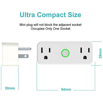 2-Pack: WIFI Smart Plug 10A Dual Smart individually Outlet