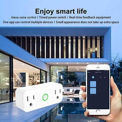 2-Pack: WIFI Smart Plug 10A Dual Smart individually Outlet