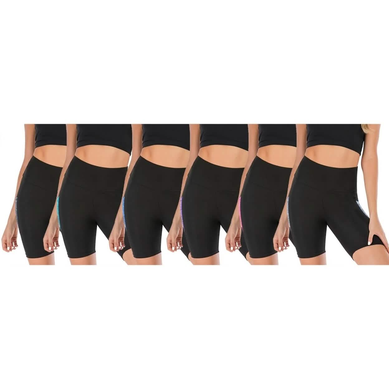 2-Pack: Women's High Waisted Biker Shorts With Pockets