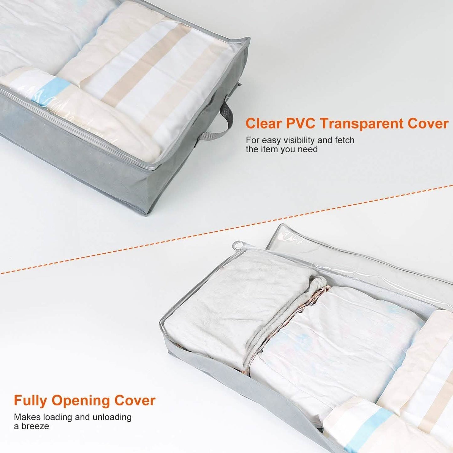 2-Piece: 70L Foldable Underbed Clothes Moisture Proof Zipped Organizer