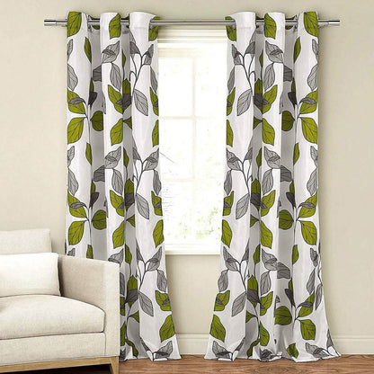 2-Piece Set: Floral Leaves Blackout Grommet Window Curtain Pair Panel