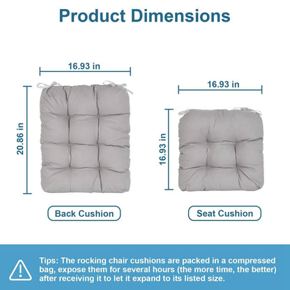 2-Piece Set: Rocking Chair Cushion with Non-Slip Ties Polyester Fiber Filling