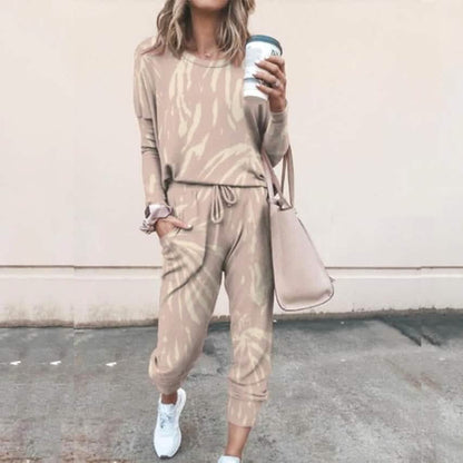2-Piece Set: Women's Basic Tie Dye Sweatshirt Tracksuit Pants Sets
