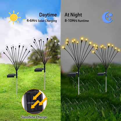 2-Piece: Solar Firefly Lights Swaying Decorative Pathway Lamp