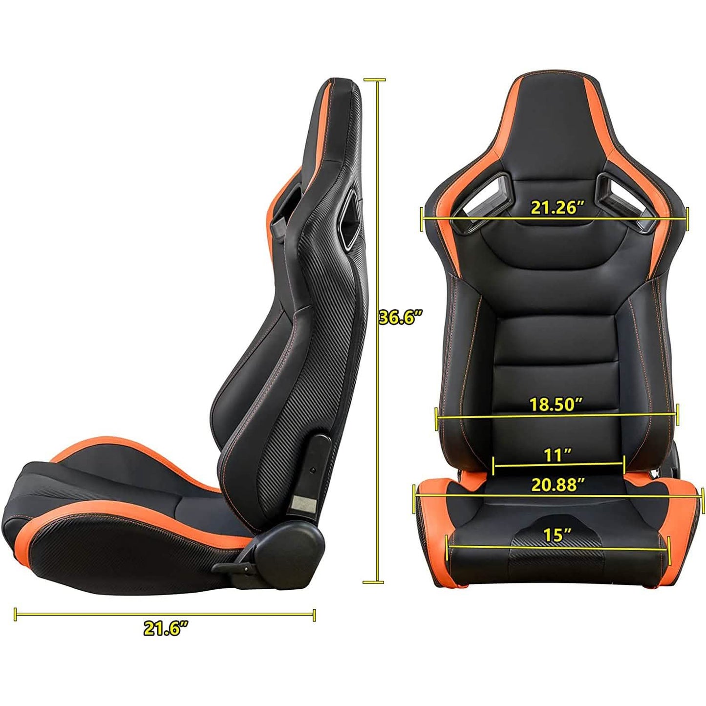 2-Pieces Set: Universal PVC Leather Bucket Seats