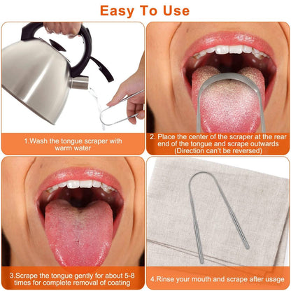 2-Pieces: Tongue Scraper Cleaner Stainless Steel