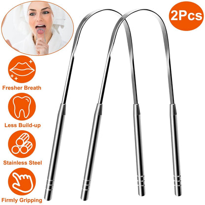 2-Pieces: Tongue Scraper Cleaner Stainless Steel