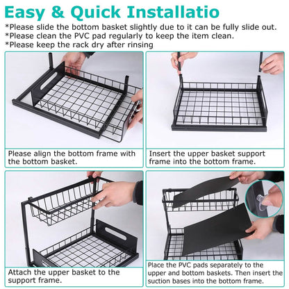 2-Tier Under Sink Organizer Pull Out Basket Storage