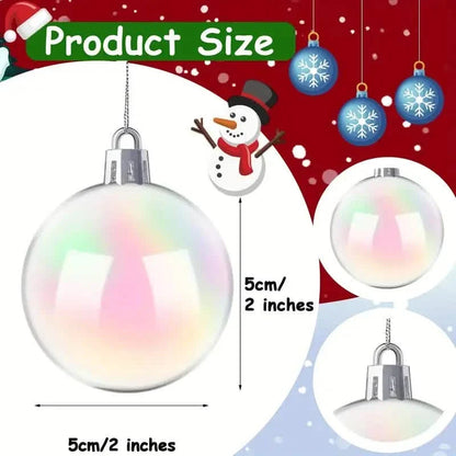 20-Pieces: Clear Iridescent Plastic Ornaments Balls for Crafts