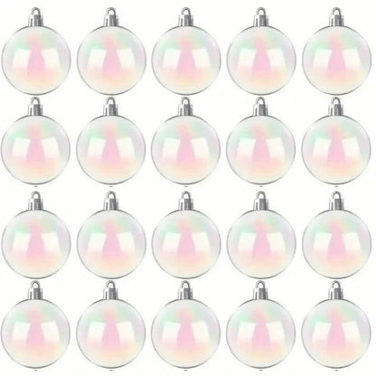 20-Pieces: Clear Iridescent Plastic Ornaments Balls for Crafts