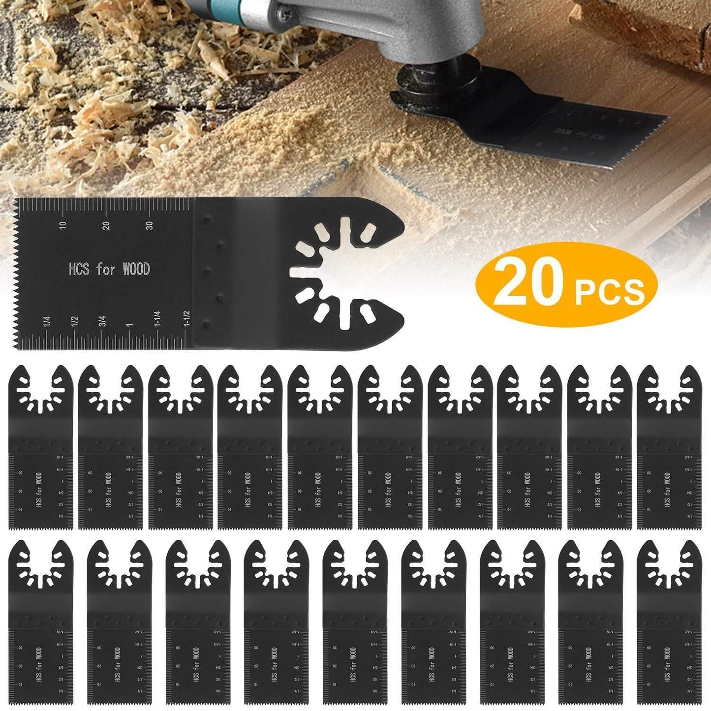20-Pieces Set: Saw Blade Metal Oscillating Multitool Cutter Fit