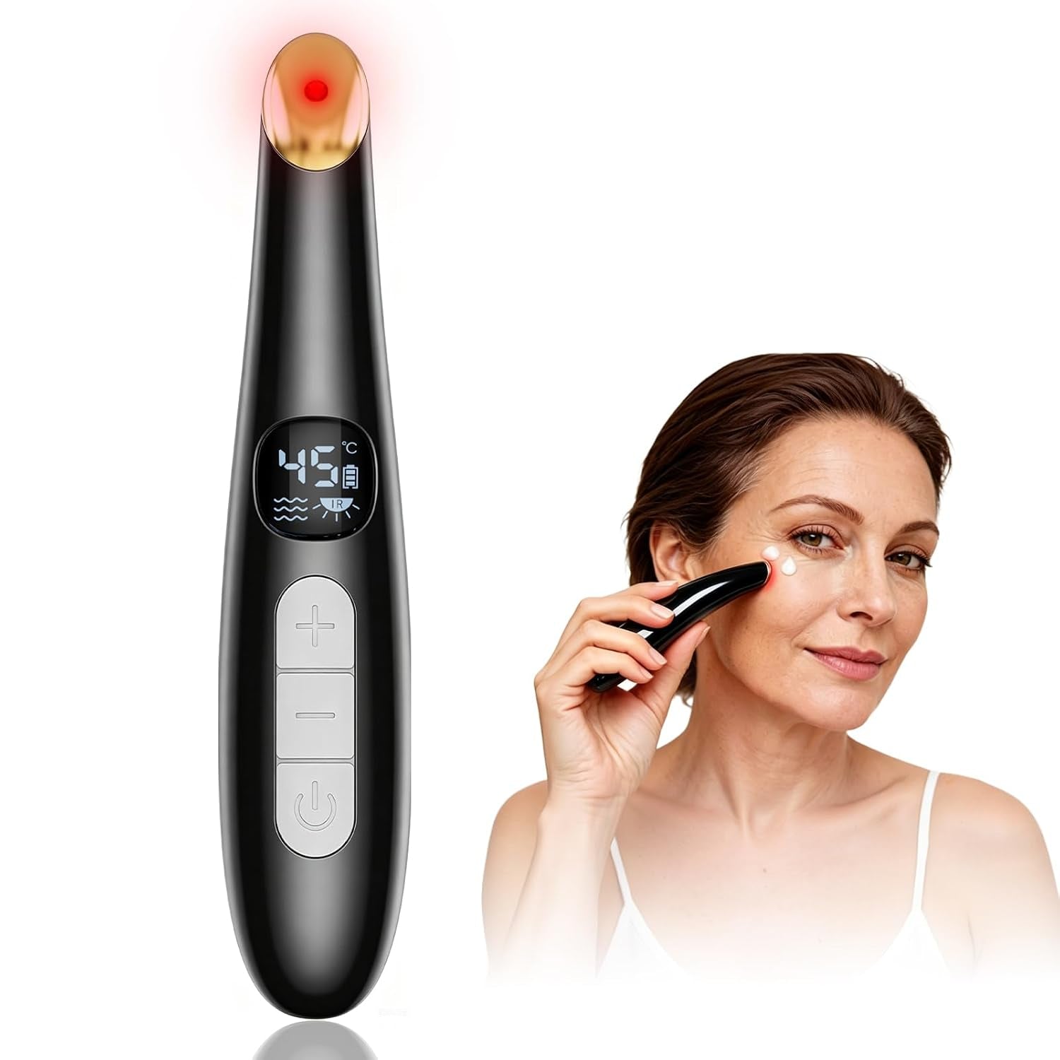 Eye Lift Wand, 3 Modes Eye Massager Wand, Eye Massager for Dry Eyes, Dark Circles and Puffiness, Eye Lifting Device for Fine Lines, Black