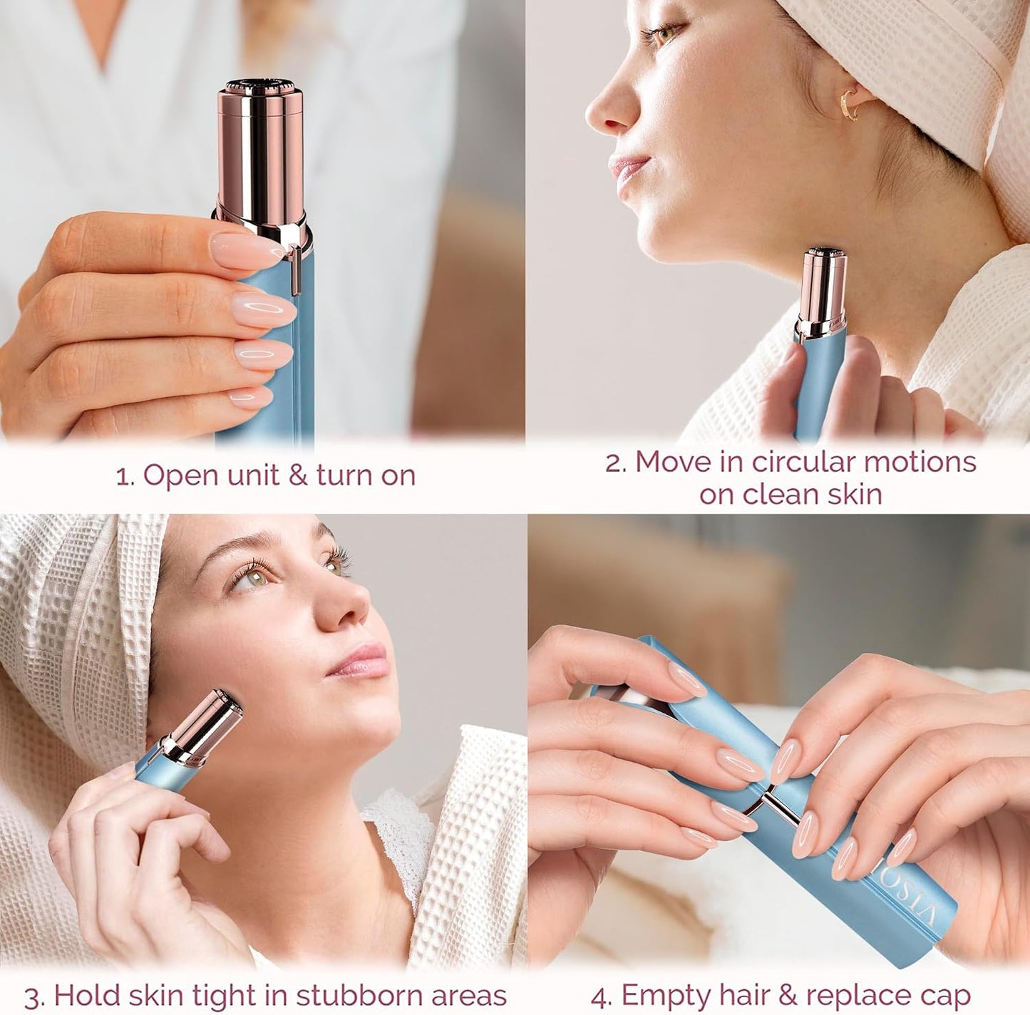 Facial Hair Removal for Women | Electric Razor Device Small Mustache Dermaplaning Remover Tools Tweezers Epilator Trimmer Face Dermaplane Shavers Beauty Gadgets Set Accessories (Topaz)
