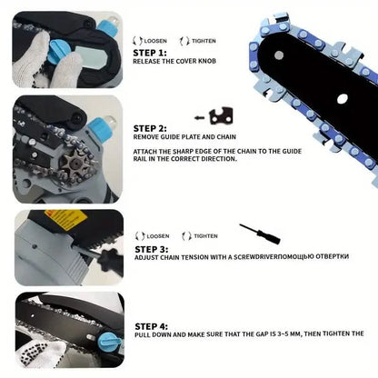 21V 4-6 Inch Cordless Chainsaw Kit with Built-in Lubrication, Battery and Charger