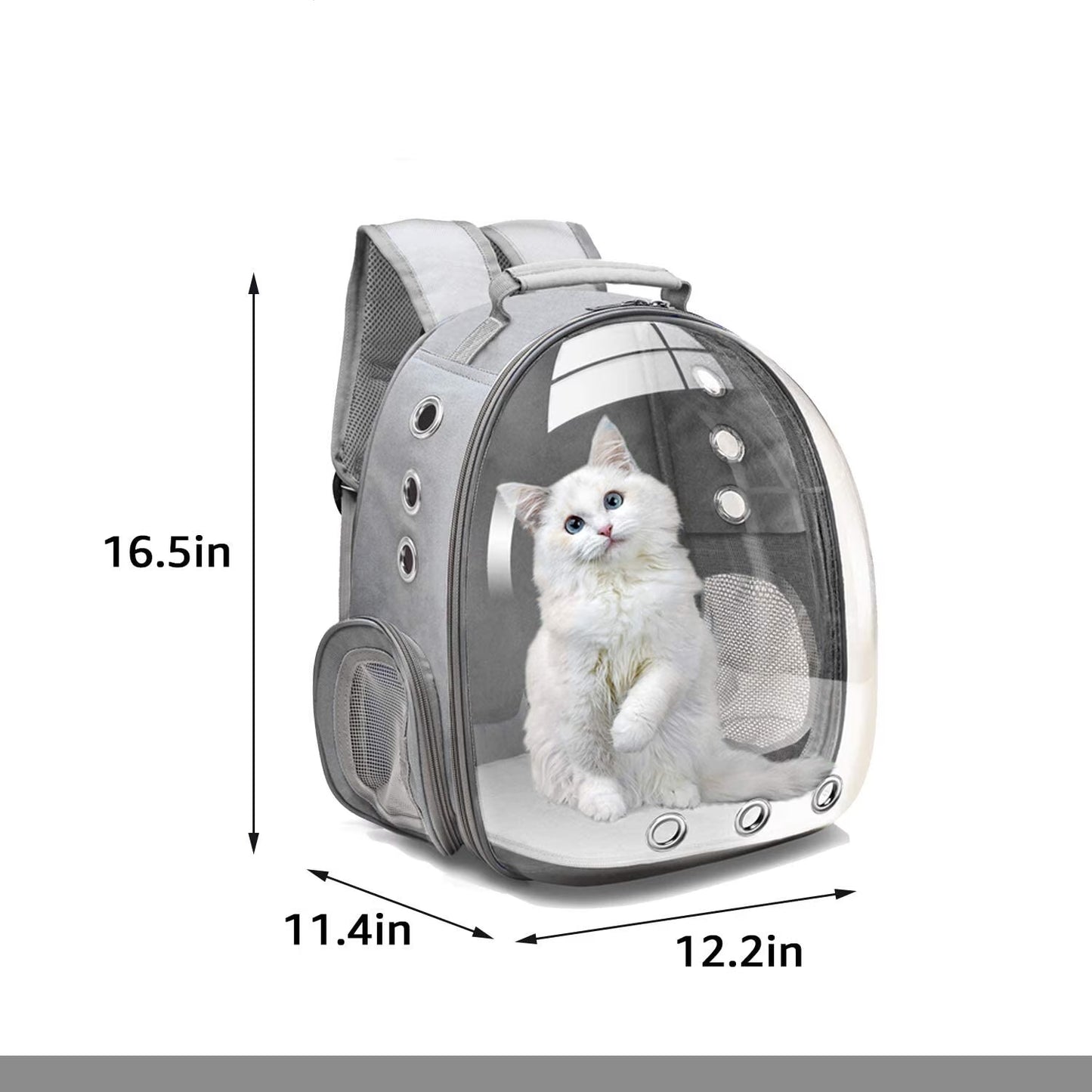 Cat Carrier Backpack, Space Capsule Pet Bag Hiking Backpack, Pets and Small Dogs, Airline-Approved for Travel, Hiking, Walking & Outdoor Use, Gray