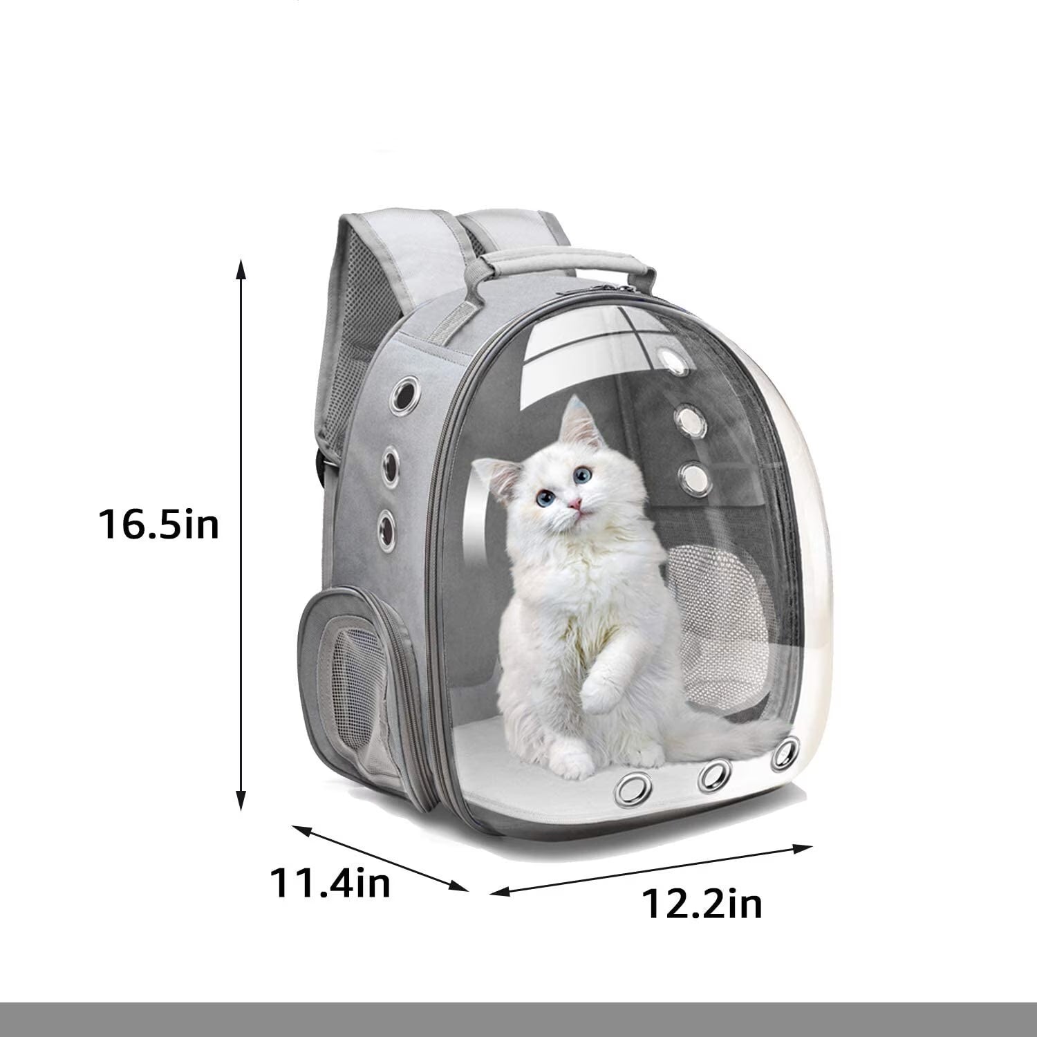 Cat Carrier Backpack, Space Capsule Pet Bag Hiking Backpack, Pets and Small Dogs, Airline-Approved for Travel, Hiking, Walking & Outdoor Use, Gray