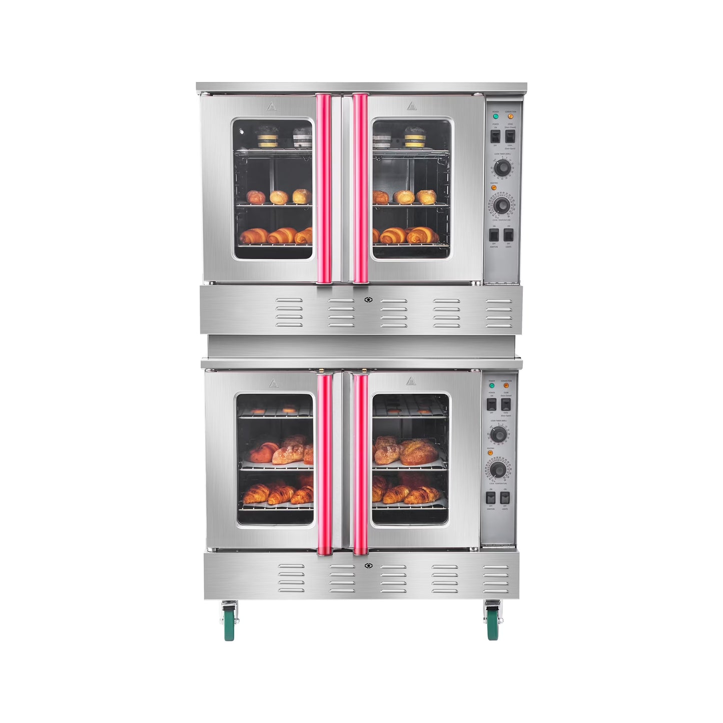 Double Deck Gas Convection Oven,14 Cu.Ft Full-Size Commercial Oven, 40,000 BTU X 2 High-Performance Burners, Natural Gas Oven with Dual Fan Modes, Ideal for Bakeries, Restaurants, and Kitchens