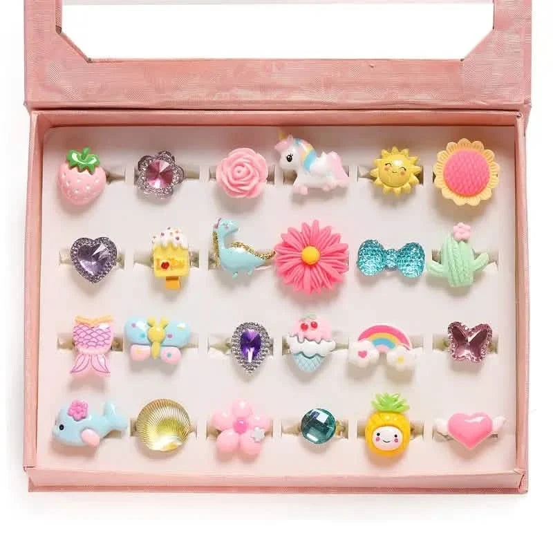 24 Adorable Pink Sheep Little Girl Jewel Rings