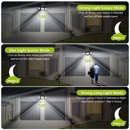 2500 Lumens 210 LED Outdoor Solar Security Light with Remote Control & Motion Sensor