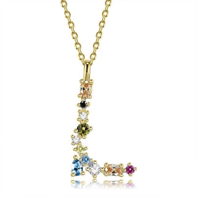 26 Alphabet Necklaces Opal Zirconia 925 Sterling Silver Necklace
