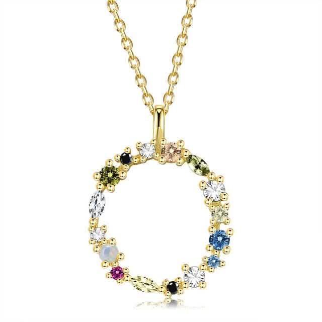 26 Alphabet Necklaces Opal Zirconia 925 Sterling Silver Necklace