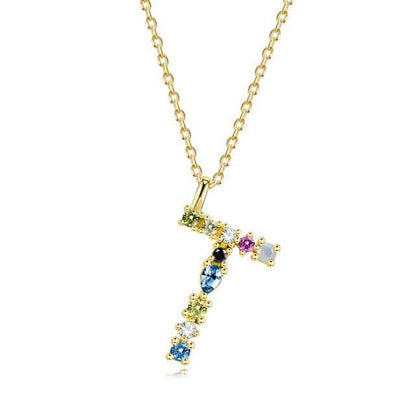 26 Alphabet Necklaces Opal Zirconia 925 Sterling Silver Necklace