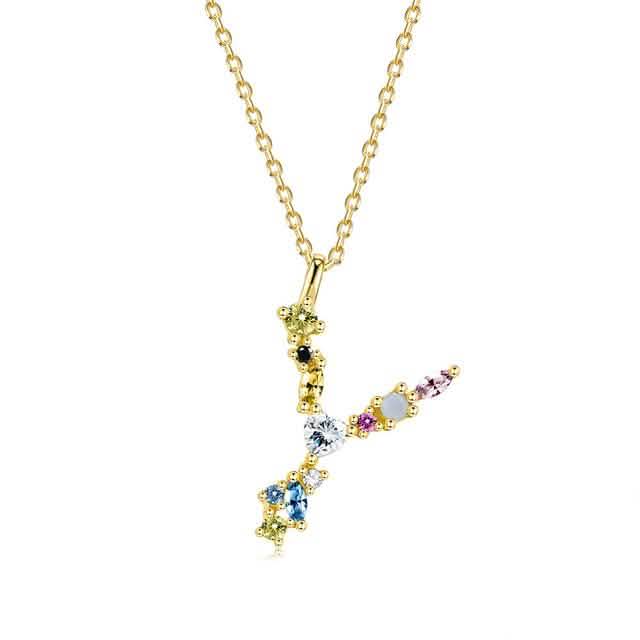 26 Alphabet Necklaces Opal Zirconia 925 Sterling Silver Necklace
