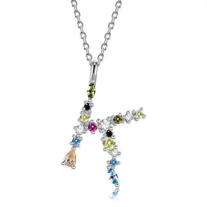 26 Alphabet Necklaces Opal Zirconia 925 Sterling Silver Necklace