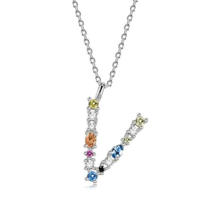 26 Alphabet Necklaces Opal Zirconia 925 Sterling Silver Necklace