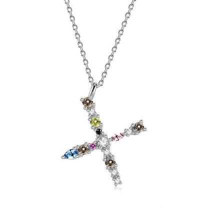 26 Alphabet Necklaces Opal Zirconia 925 Sterling Silver Necklace