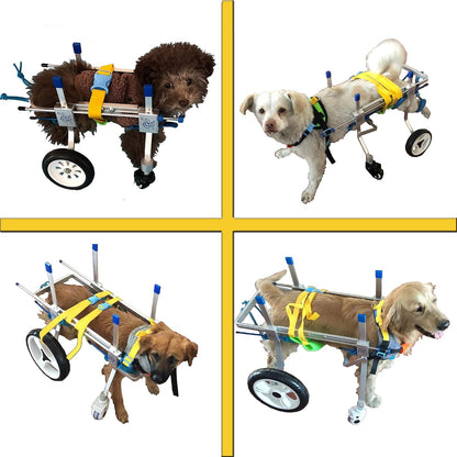 4 Wheel Adjustable Dog Wheelchair, Detachable Dog Wheelchair, Pet Rehabilitation Cart, Pet Wheelchair, Lightweight Aluminum Dog Wheelchair (XXS)